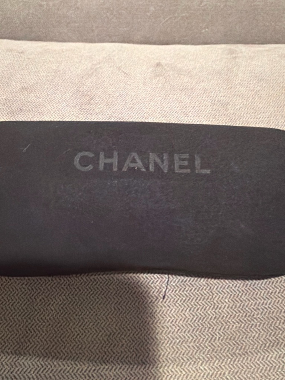 CHANEL Black Logo glasses case with dust cloth